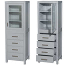 Sheffield 24 Inch Linen Tower in Gray with Shelved Cabinet Storage and 4 Drawers - 3