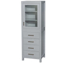 Sheffield 24 Inch Linen Tower in Gray with Shelved Cabinet Storage and 4 Drawers