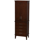 Hatton Bathroom Linen Tower in Dark Chestnut with Shelved Cabinet Storage and 4 Drawers