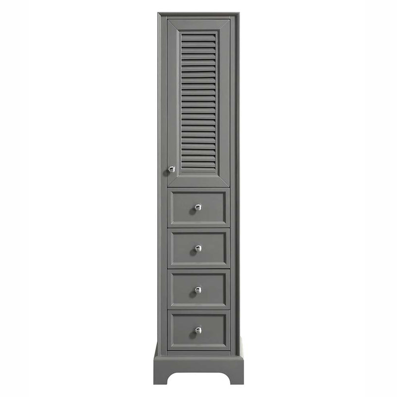 Tamara Linen Tower in Dark Gray with Shelved Cabinet Storage and 4 Drawers - 3