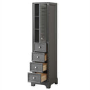 Tamara Linen Tower in Dark Gray with Shelved Cabinet Storage and 4 Drawers - 2