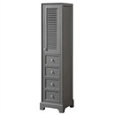 Tamara Linen Tower in Dark Gray with Shelved Cabinet Storage and 4 Drawers