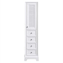 Tamara Linen Tower in White with Shelved Cabinet Storage and 4 Drawers - 3