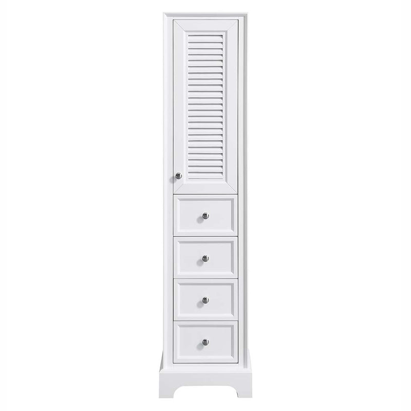 Tamara Linen Tower in White with Shelved Cabinet Storage and 4 Drawers - 3