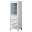 Daria Linen Tower in White with Shelved Cabinet Storage and 3 Drawers