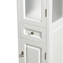 Andover Solid Oak Bathroom Linen Tower with Cabinet Storage in White - 4