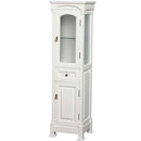 Andover Solid Oak Bathroom Linen Tower with Cabinet Storage in White
