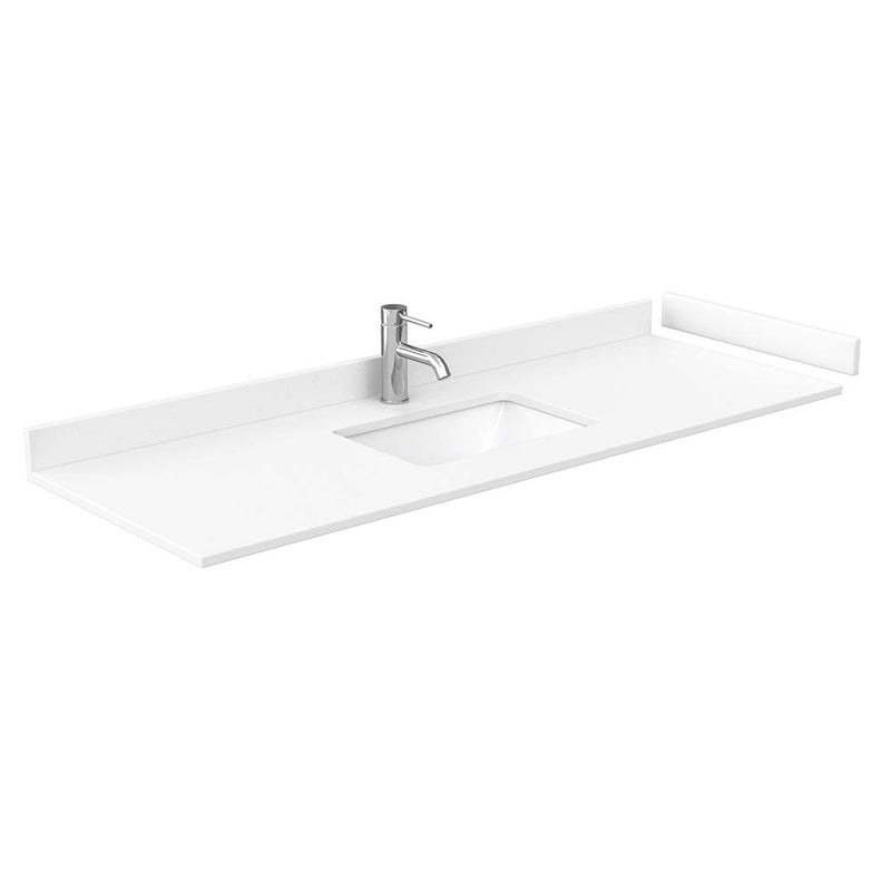Avery 60 Inch Single Bathroom Vanity in White - Brushed Gold Trim - 30