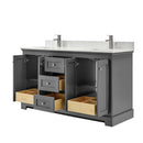 Ryla 60 Inch Double Bathroom Vanity in Dark Gray, Carrara Cultured Marble Countertop, Undermount Square Sinks, No Mirror - 2