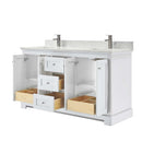 Ryla 60 Inch Double Bathroom Vanity in White, Carrara Cultured Marble Countertop, Undermount Square Sinks, No Mirror - 2