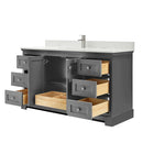 Ryla 60 Inch Single Bathroom Vanity in Dark Gray, Carrara Cultured Marble Countertop, Undermount Square Sink, No Mirror - 2