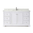 Ryla 60 Inch Single Bathroom Vanity in White, Carrara Cultured Marble Countertop, Undermount Square Sink, No Mirror - 3