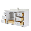 Ryla 60 Inch Single Bathroom Vanity in White, Carrara Cultured Marble Countertop, Undermount Square Sink, No Mirror - 2