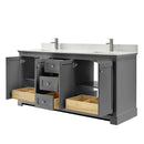 Ryla 72 Inch Double Bathroom Vanity in Dark Gray, Carrara Cultured Marble Countertop, Undermount Square Sinks, No Mirror - 2