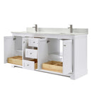 Ryla 72 Inch Double Bathroom Vanity in White, Carrara Cultured Marble Countertop, Undermount Square Sinks, No Mirror - 2