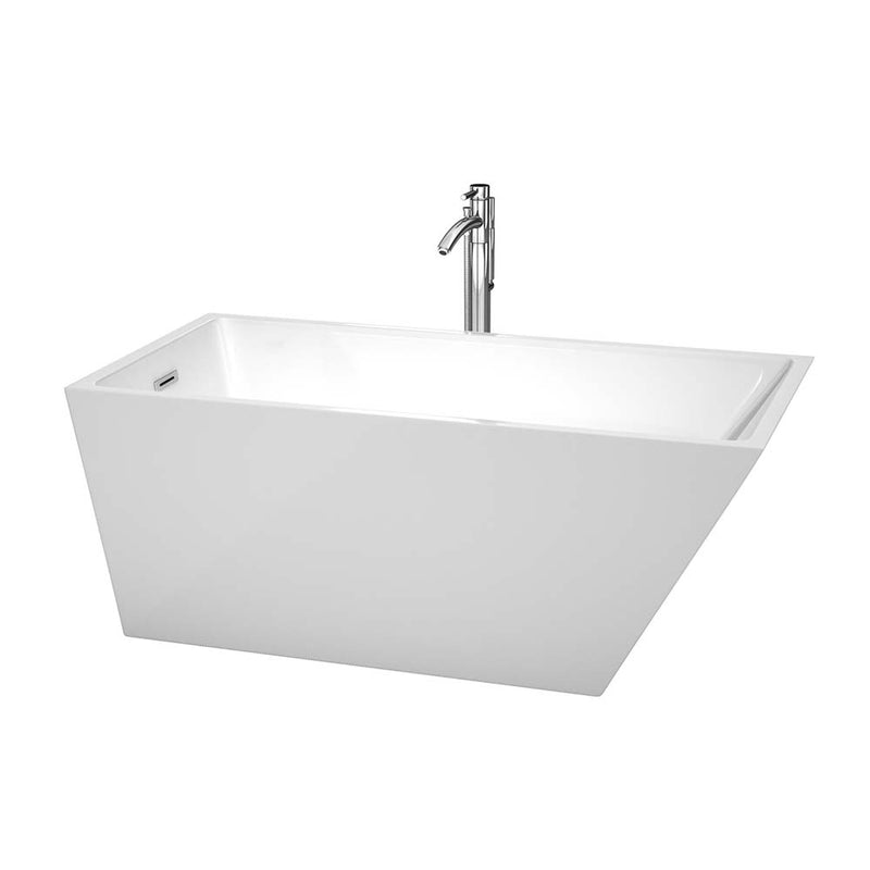 Hannah 59 Inch Freestanding Bathtub in White - 16