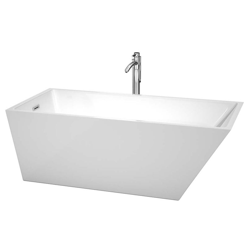 Hannah 67 Inch Freestanding Bathtub in White - 16