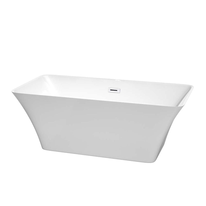 Tiffany 59 Inch Freestanding Bathtub in White - 11