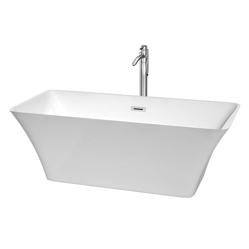 Tiffany 67 Inch Freestanding Bathtub in White - 16