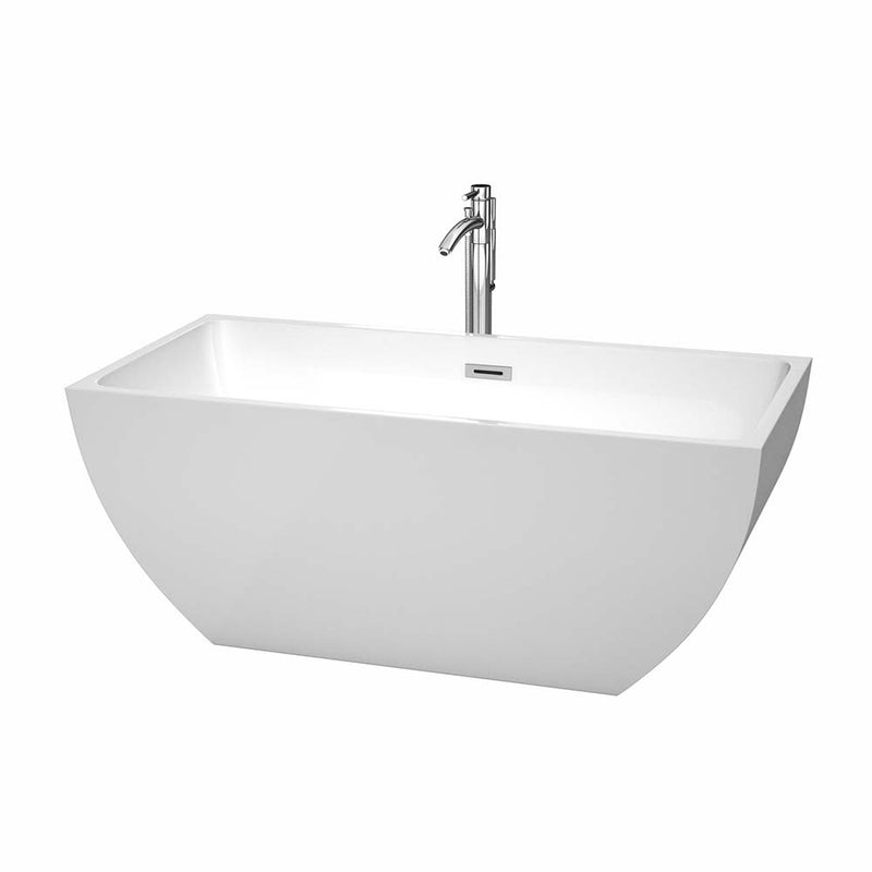 Rachel 59 Inch Freestanding Bathtub in White - 16
