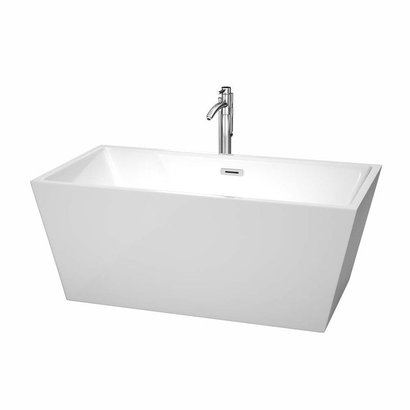 Sara 59 Inch Freestanding Bathtub in White - 16