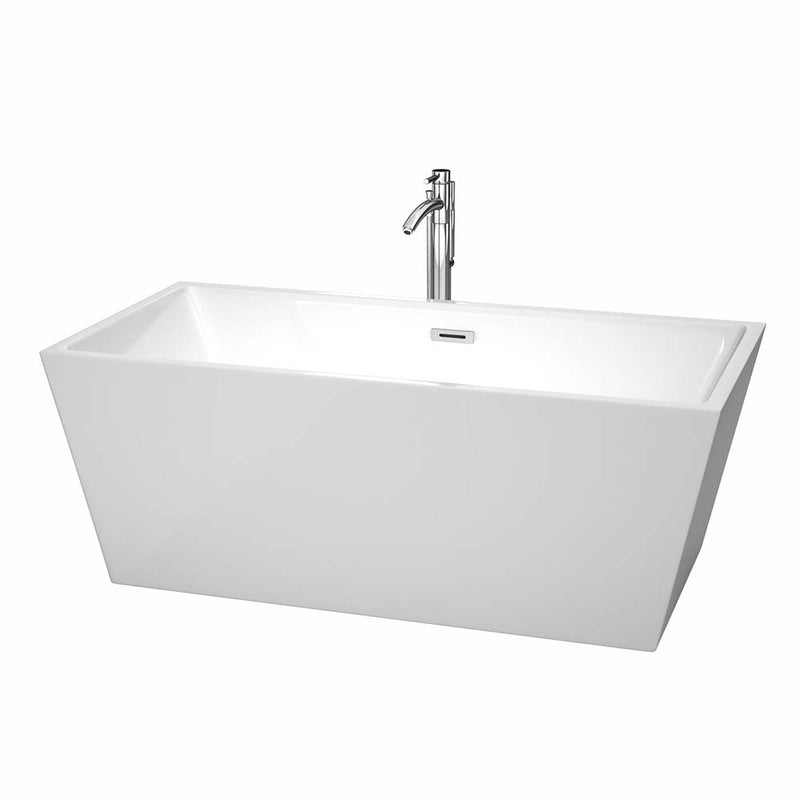 Sara 63 Inch Freestanding Bathtub in White - 16