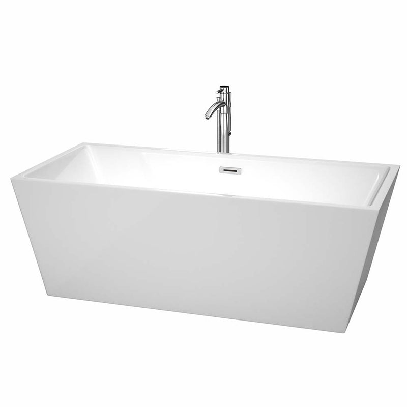 Sara 67 Inch Freestanding Bathtub in White - 16