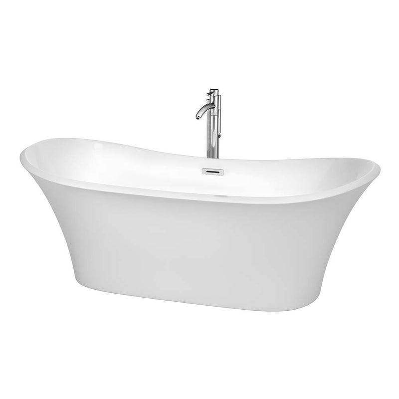 Bolera 71 Inch Freestanding Bathtub in White - 16
