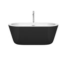 Mermaid 60 Inch Freestanding Bathtub in Black with White Interior - 26