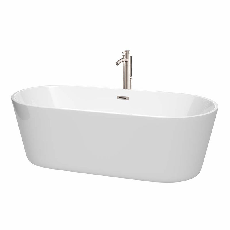 Carissa 71 Inch Freestanding Bathtub in White - 21