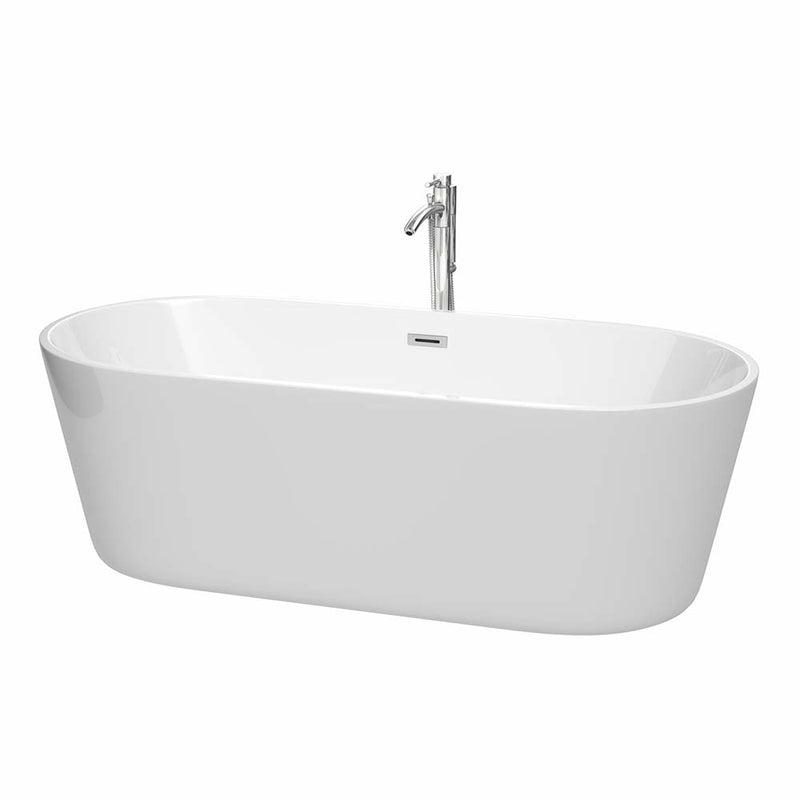 Carissa 71 Inch Freestanding Bathtub in White - 26