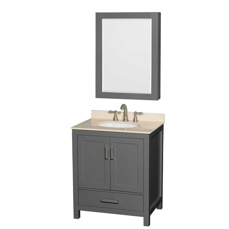 Sheffield 30 Inch Single Bathroom Vanity in Dark Gray - 15