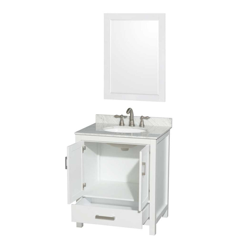 Sheffield 30 Inch Single Bathroom Vanity in White - 22