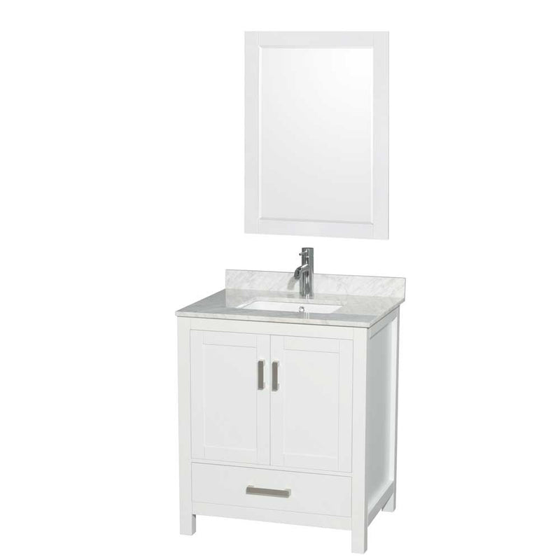 Sheffield 30 Inch Single Bathroom Vanity in White - 28