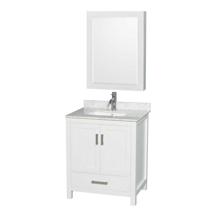 Sheffield 30 Inch Single Bathroom Vanity in White - 30