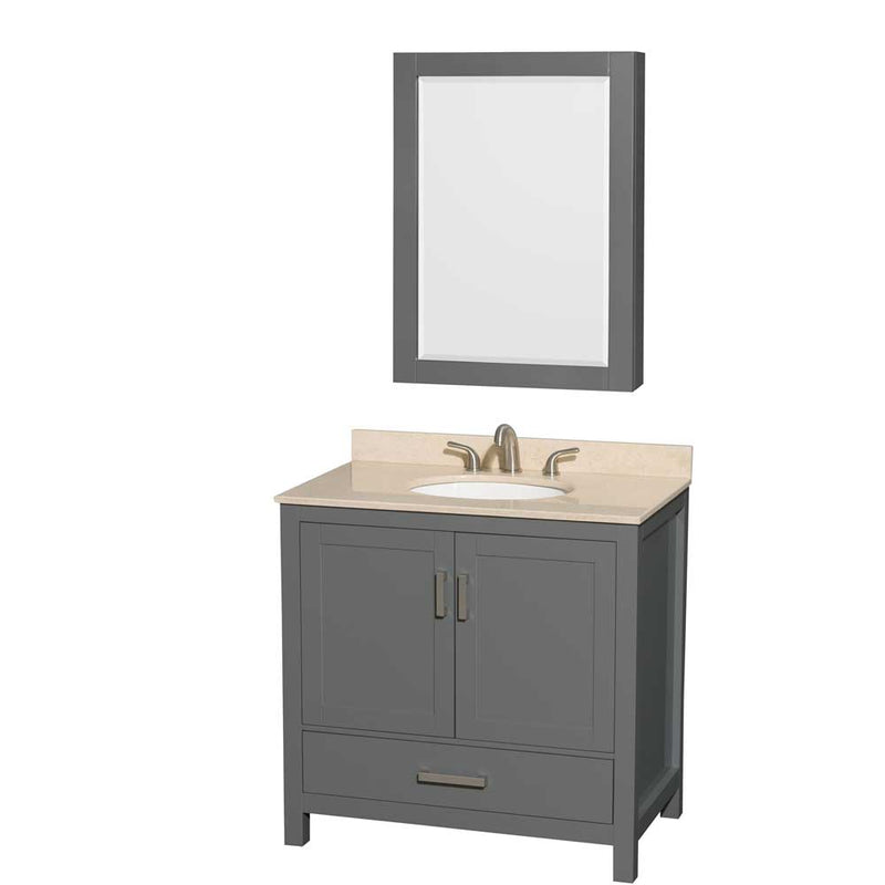 Sheffield 36 Inch Single Bathroom Vanity in Dark Gray - 15