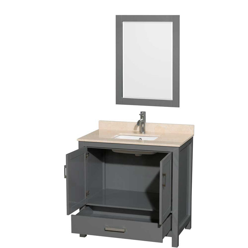 Sheffield 36 Inch Single Bathroom Vanity in Dark Gray - 25