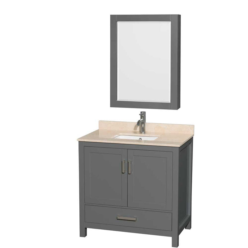 Sheffield 36 Inch Single Bathroom Vanity in Dark Gray - 28