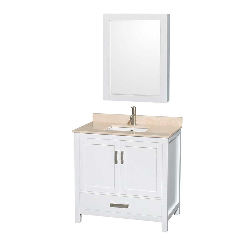 Sheffield 36 Inch Single Bathroom Vanity in White - 22