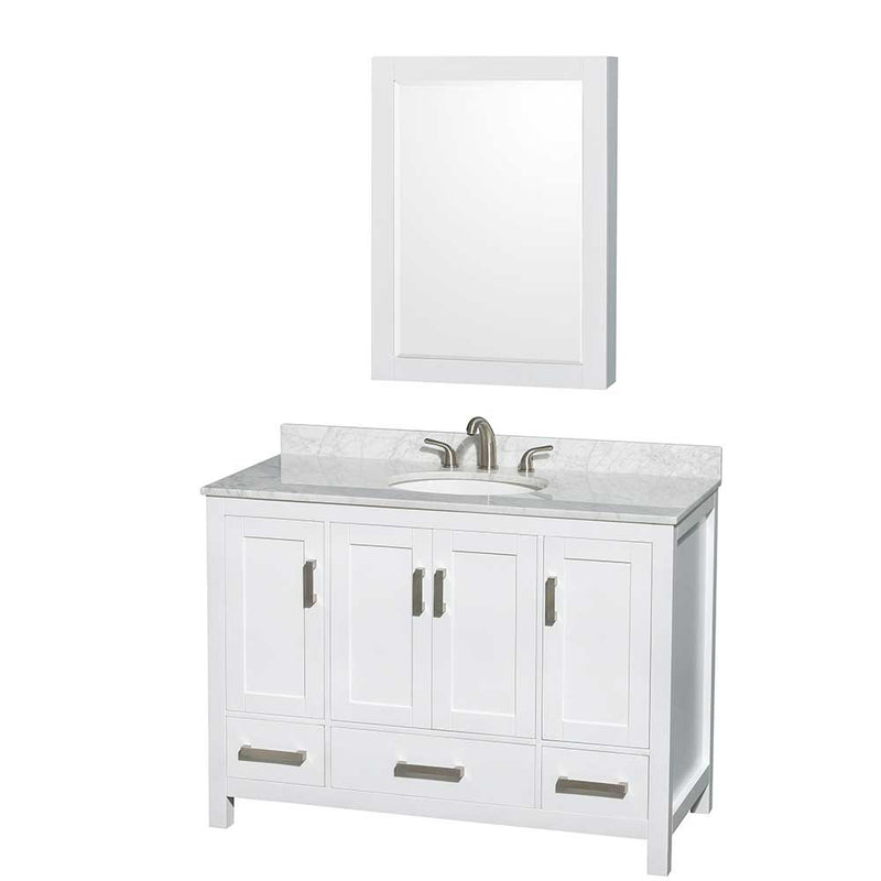 Sheffield 48 Inch Single Bathroom Vanity in White - 42