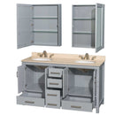 Sheffield 60 Inch Double Bathroom Vanity in Gray - 25