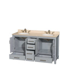 Sheffield 60 Inch Double Bathroom Vanity in Gray - 19
