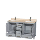 Sheffield 60 Inch Double Bathroom Vanity in Gray - 28