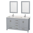 Sheffield 60 Inch Double Bathroom Vanity in Gray - 56