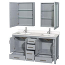 Sheffield 60 Inch Double Bathroom Vanity in Gray - 63
