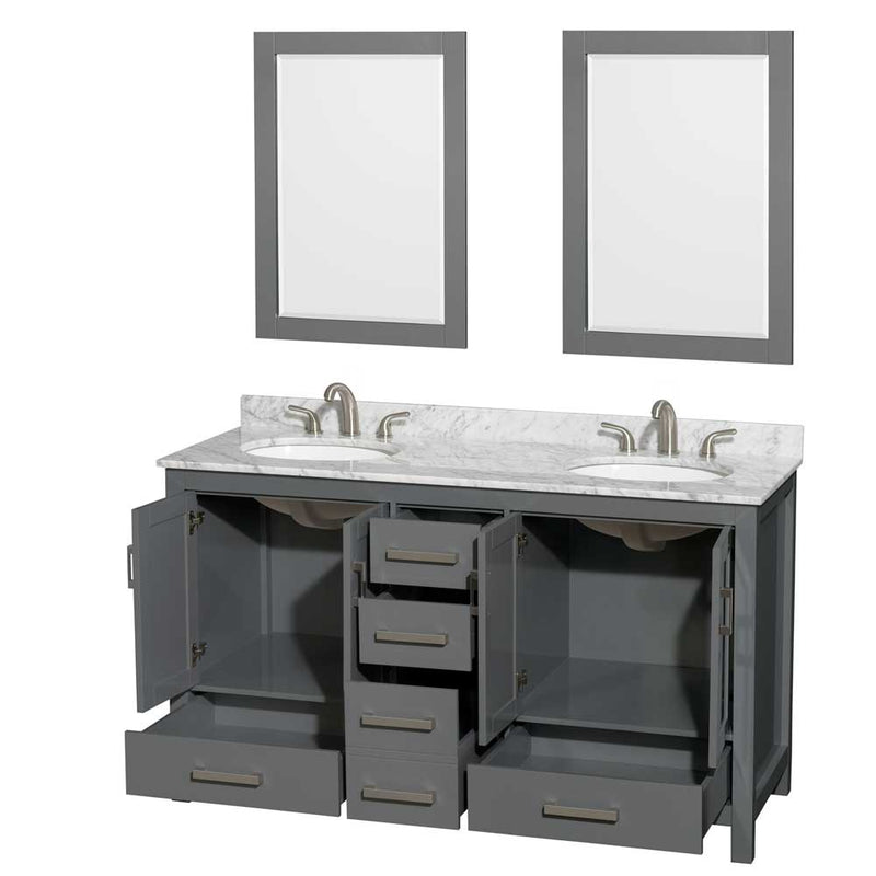 Sheffield 60 Inch Double Bathroom Vanity in Dark Gray - 60