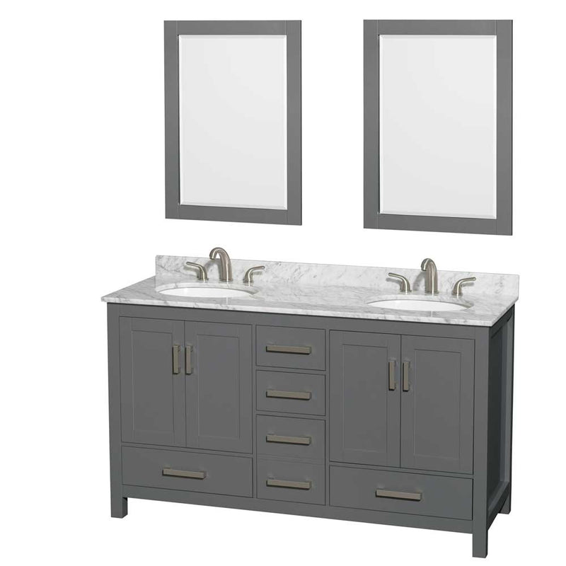 Sheffield 60 Inch Double Bathroom Vanity in Dark Gray - 59