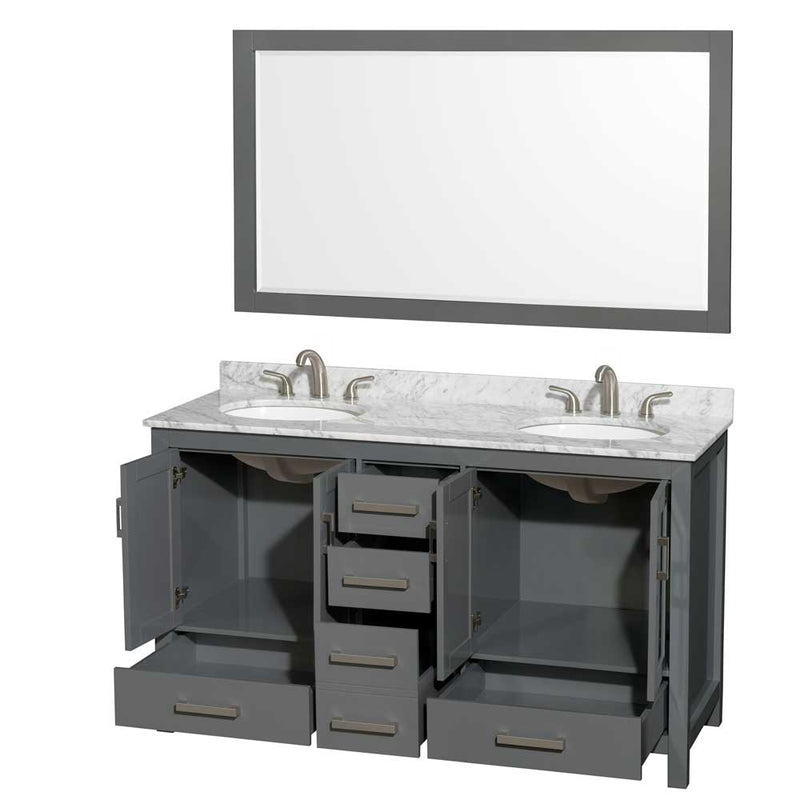 Sheffield 60 Inch Double Bathroom Vanity in Dark Gray - 64
