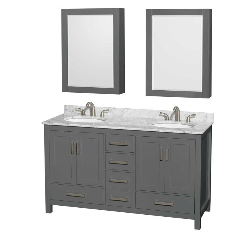 Sheffield 60 Inch Double Bathroom Vanity in Dark Gray - 67