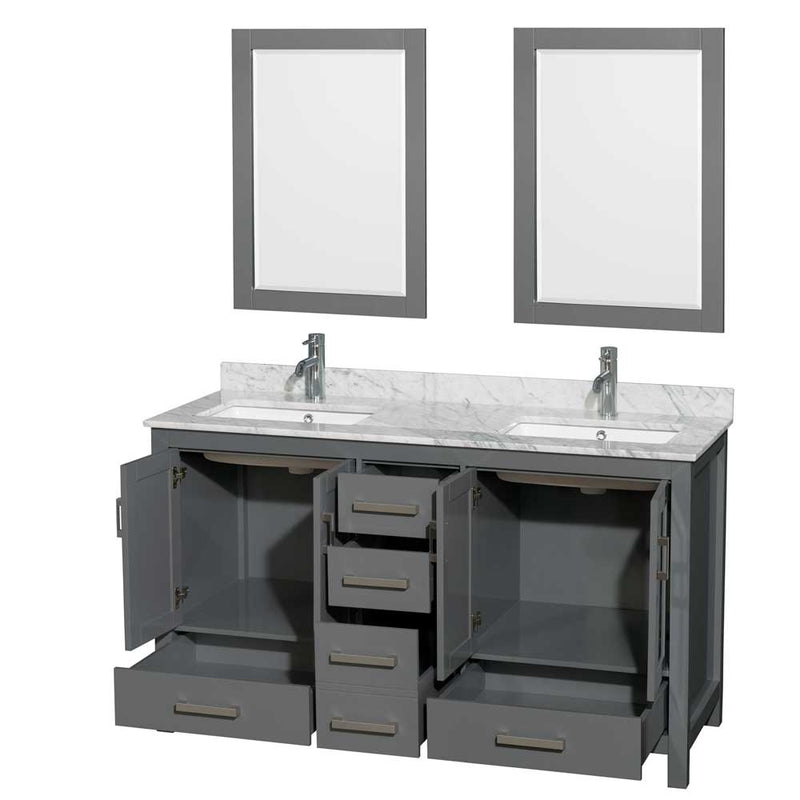 Sheffield 60 Inch Double Bathroom Vanity in Dark Gray - 77